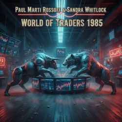 Portada P.M.Rossoff & Sandra Whitlock - World of Traders 1985. Nottingham Rock City LIVE 1989. Remastered 2026